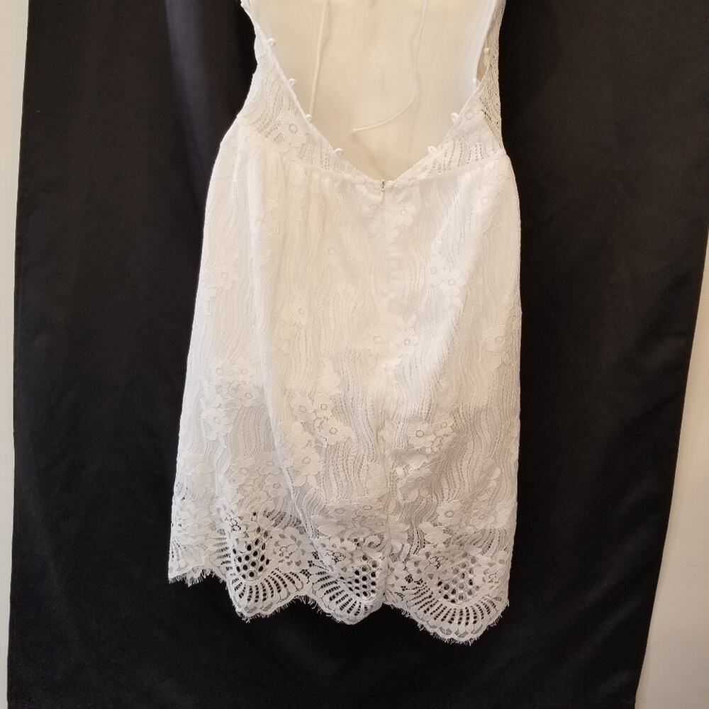 White Mini Dress Lace Spaghetti Strap Backless Sexy Summer Size‎ XL - Picture 12 of 16